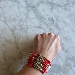 Elegant Orange and Gold Beaded Bracelet